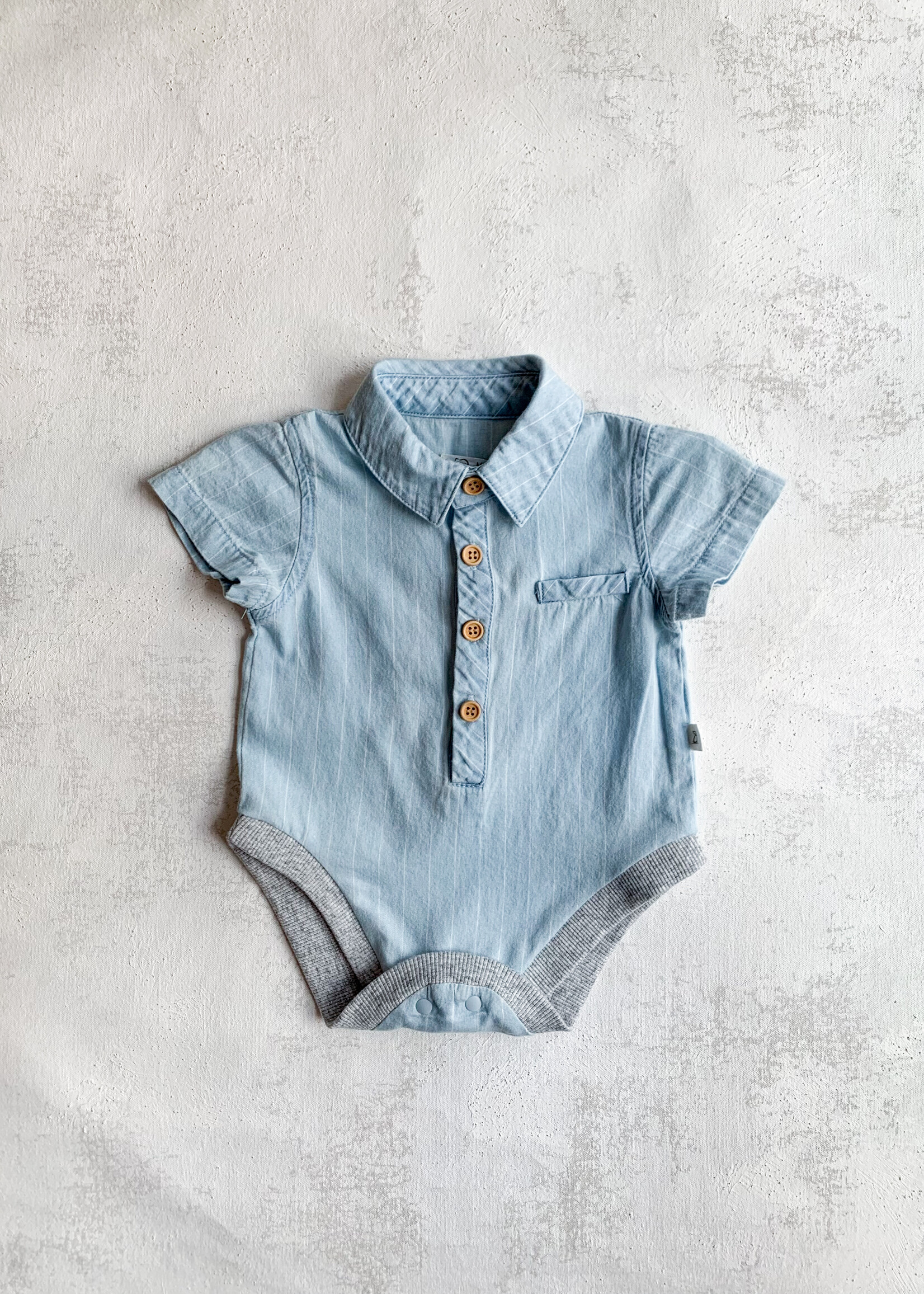 Elitaire Petite Newport Onesie/Shirt in Chambray Stripe