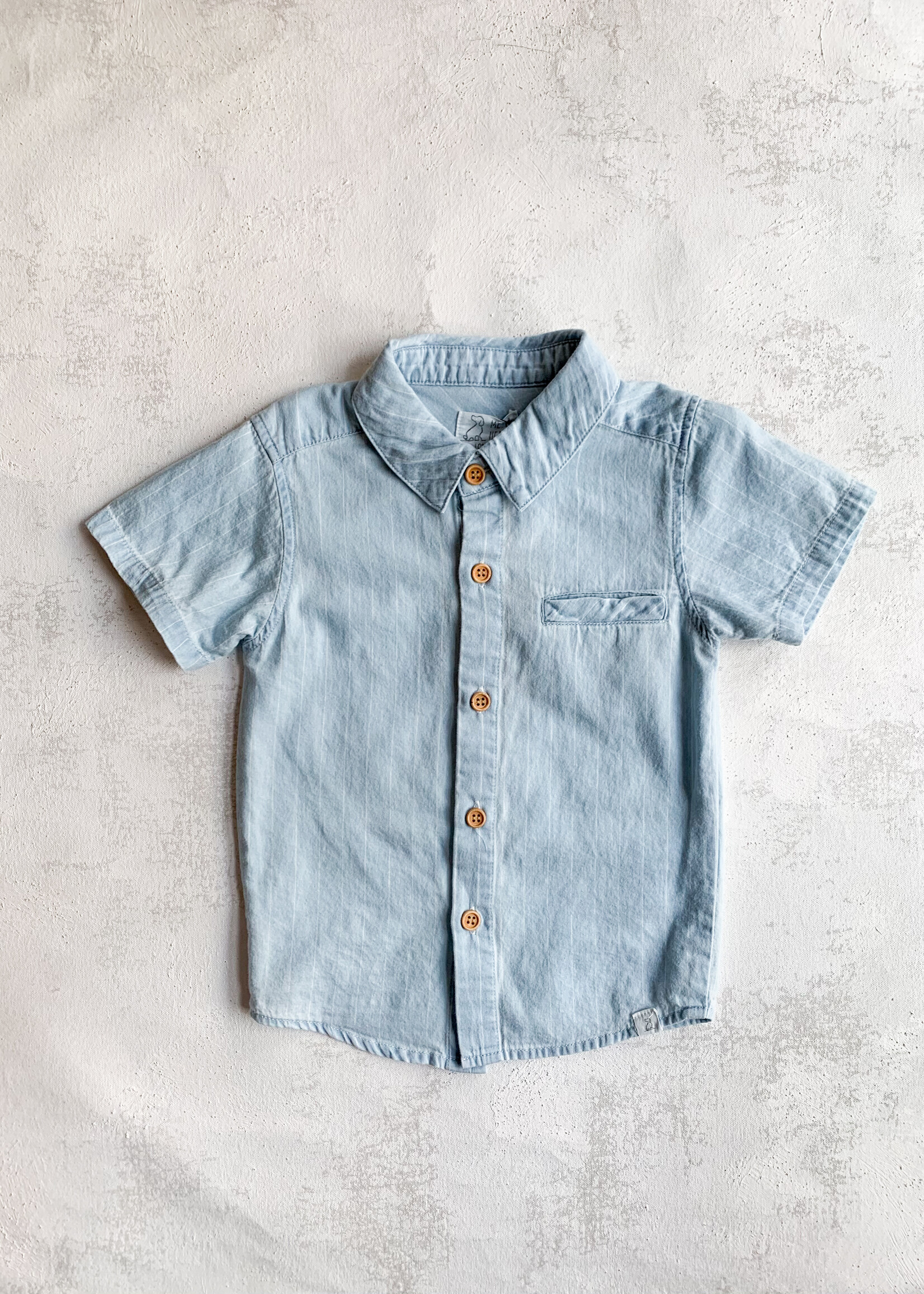 Elitaire Petite Newport Onesie/Shirt in Chambray Stripe