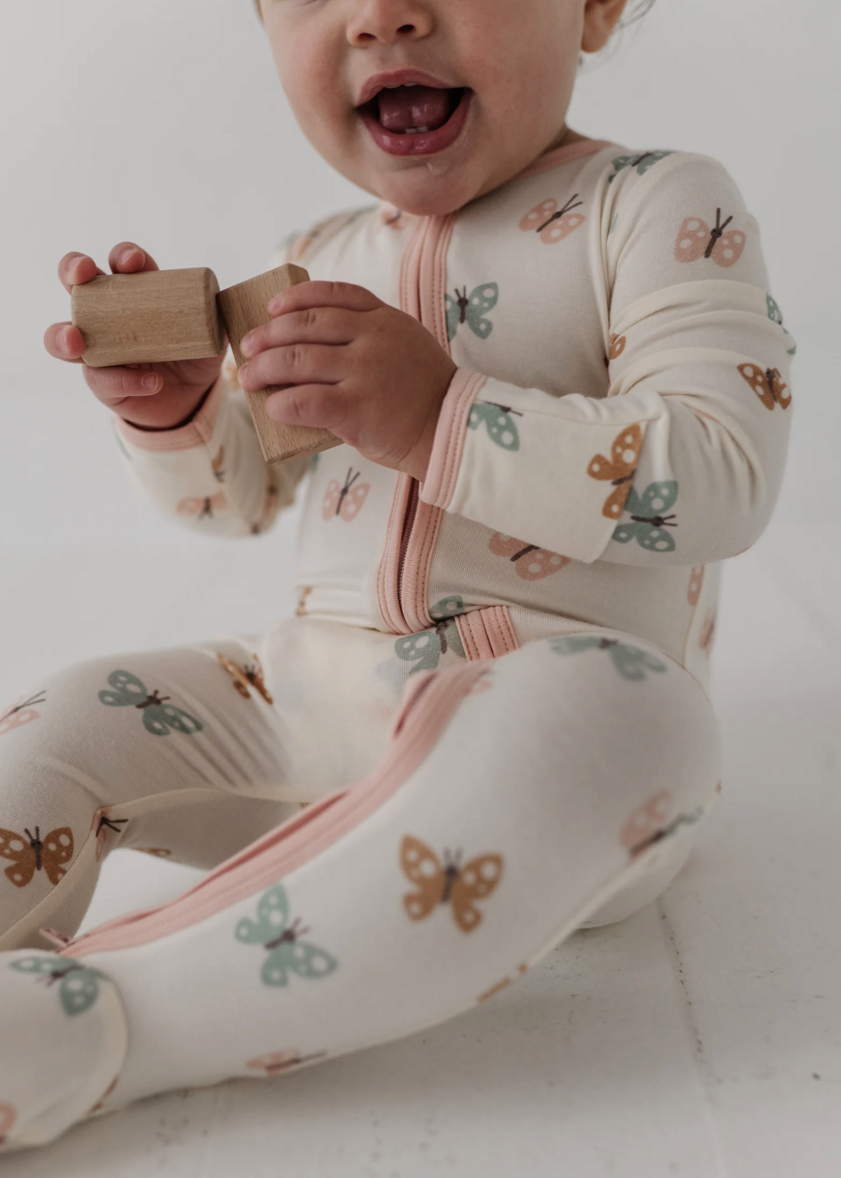 Elitaire Petite Pastel Butterflies Footie Sleeper