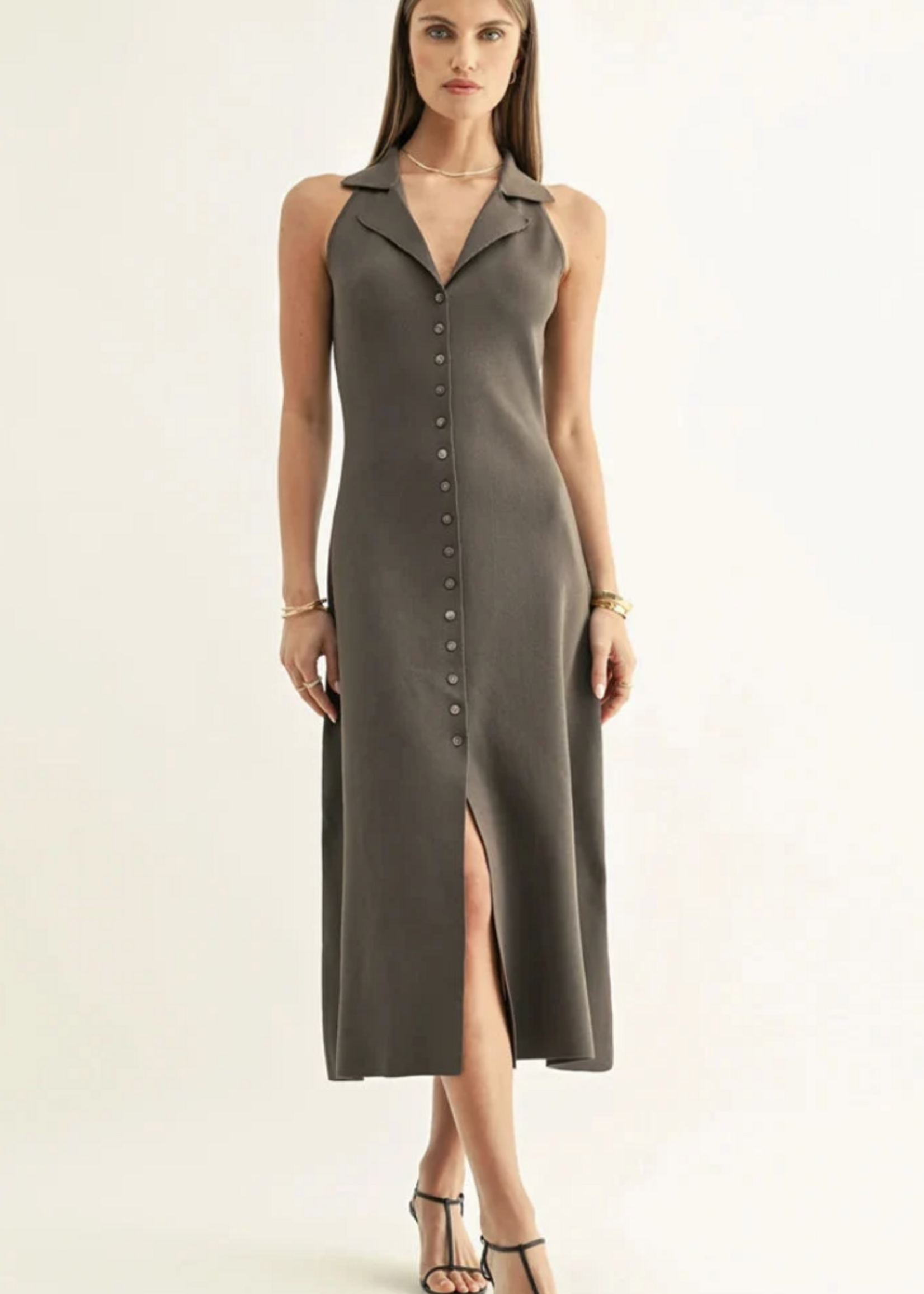 Elitaire Boutique Lily Halter Knit Midi Dress