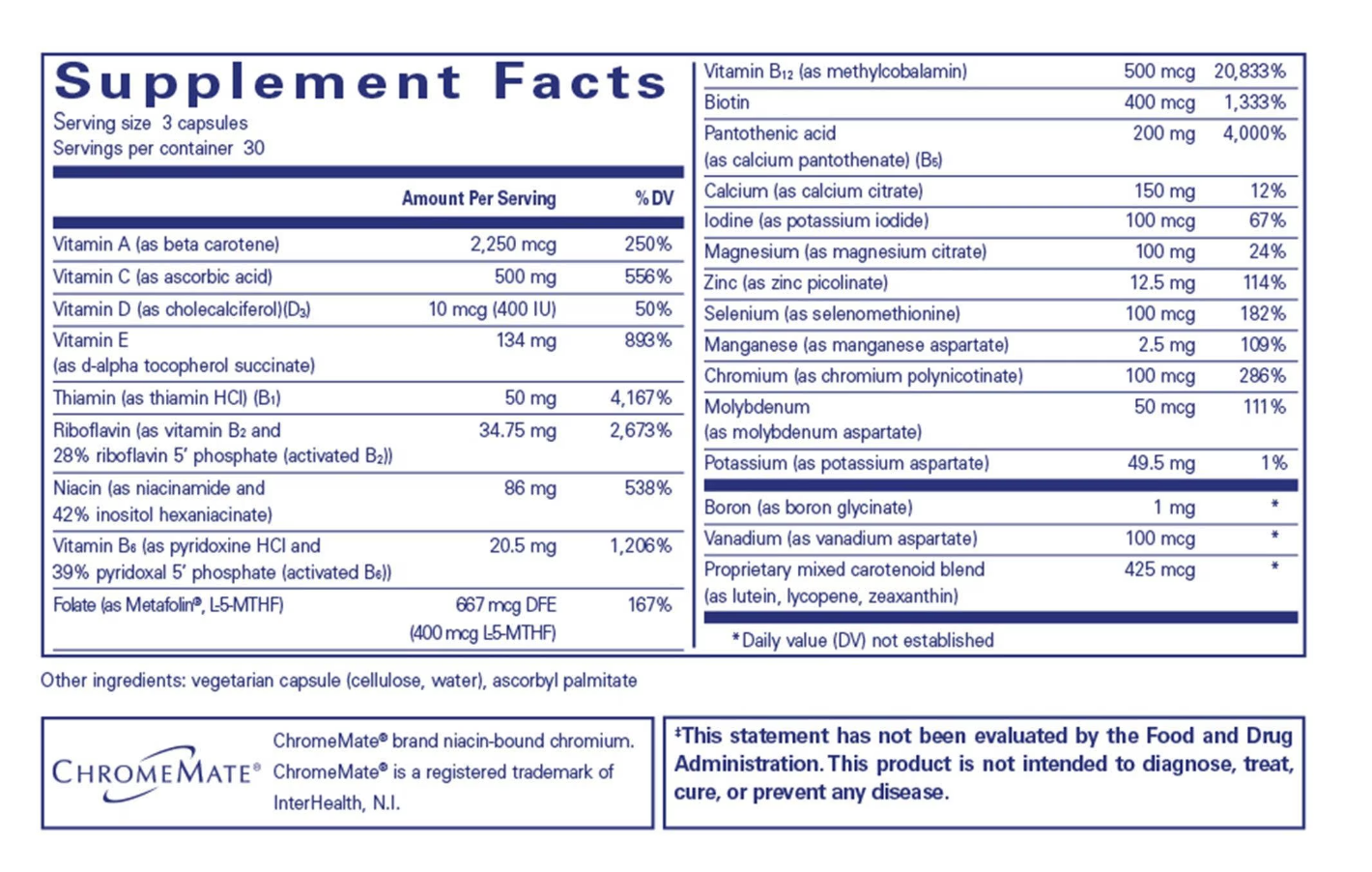 Basic------------- NUTRIENT 950 WITHOUT COPPER & IRON 180ct