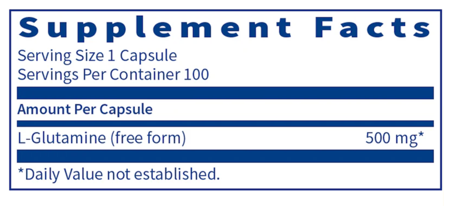 Glycemic-------- **L-GLUTAMINE   500mg - 100 CT