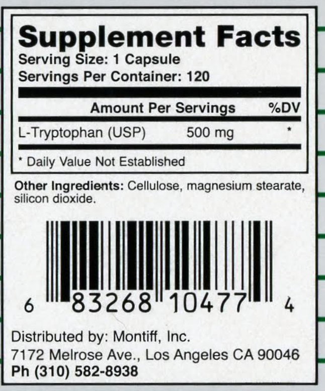 Mood------------- L-TRYPTOPHAN-120 CT - Montiff (New Label, same product as before)