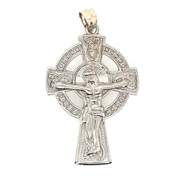 77968 14K WHITE GOLD  CELTIC CRUCIFIX
