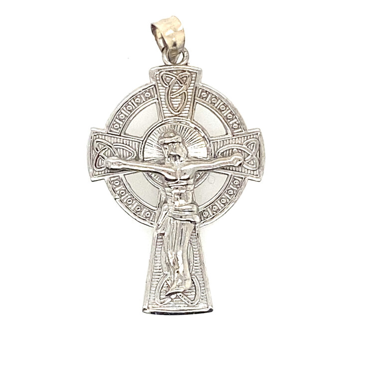 77968 14K WHITE GOLD  CELTIC CRUCIFIX