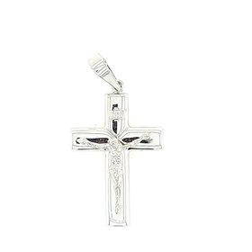 75467 14K WITE GOLD   FLAT BOXED  SATIN FINISH IN INRI CRUCIFIX