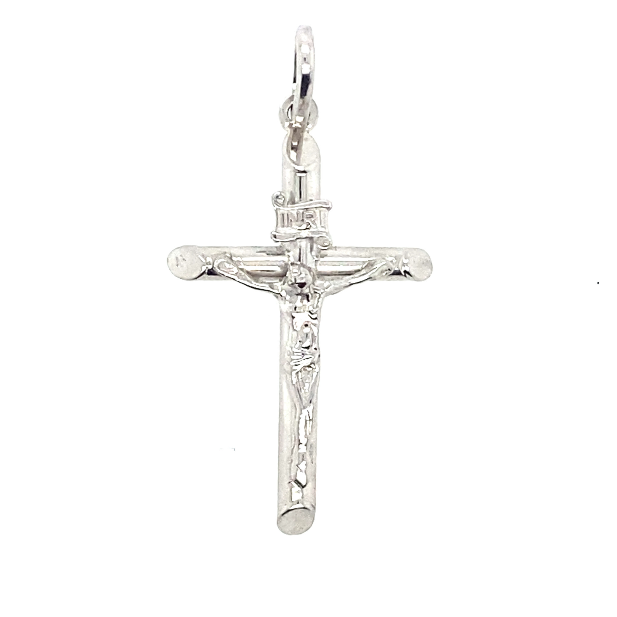 75526 14K WHITE GOLD HIGH POLISH TRADITIONAL CRUCIFIX