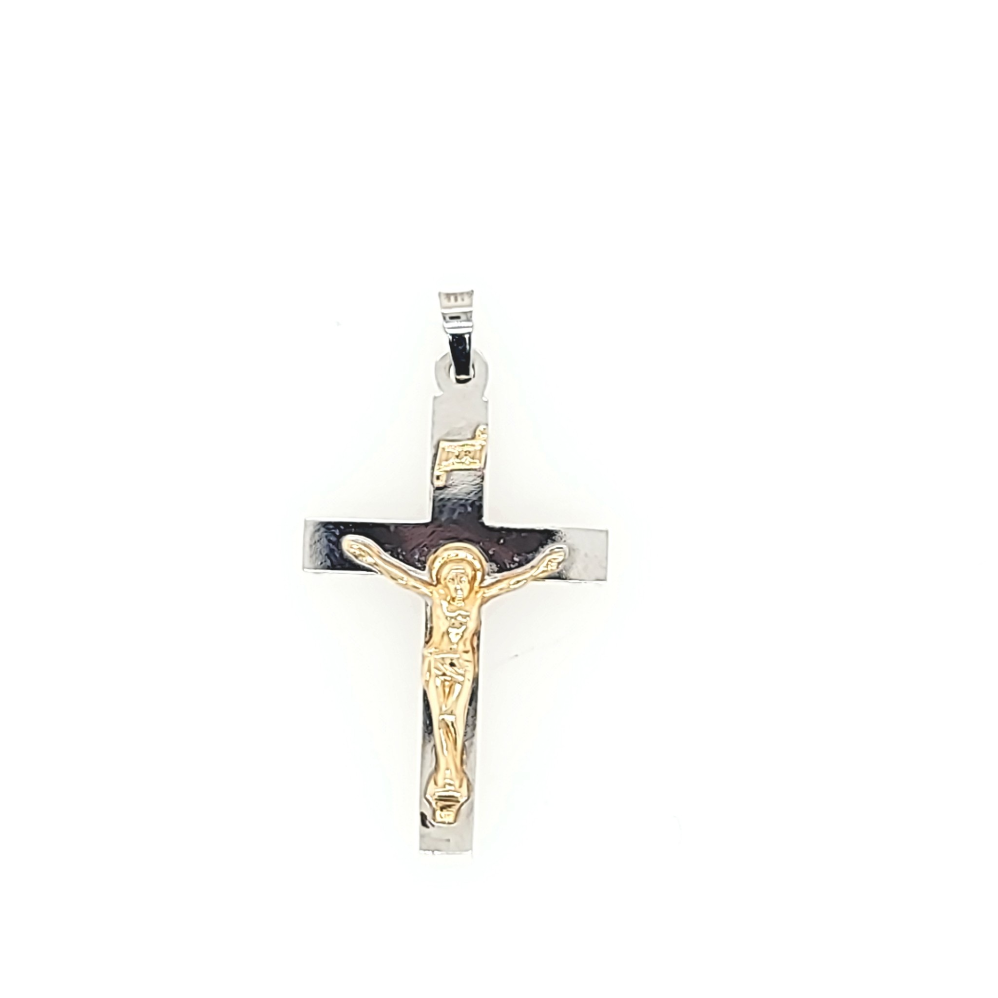 75087 14K 2TONE BOX CRUCIFIX