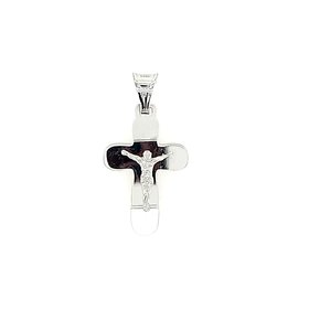 750166 14K WHITE GOLD SMALL FLAT ROUNDED CRUCIFIX