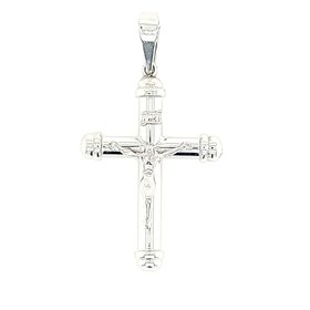 75561 14K WHITE GOLD FANCY TUBE WITH  CAPS CRUCIFIX