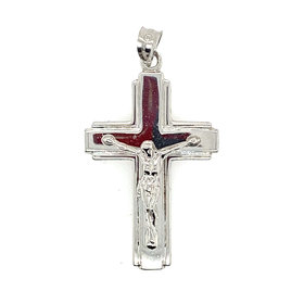 77040 14K WHITE GOLD SOLID FLAT  HIGH POLISHED CRUCIFIX