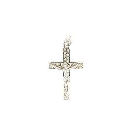 75257 14K WHITE GOLD CRACKLED BACK BOXED CRUCIFIX