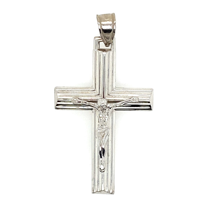 77716 14K WHITE GOLD LINED HIGH POLISH CRUCIFIX