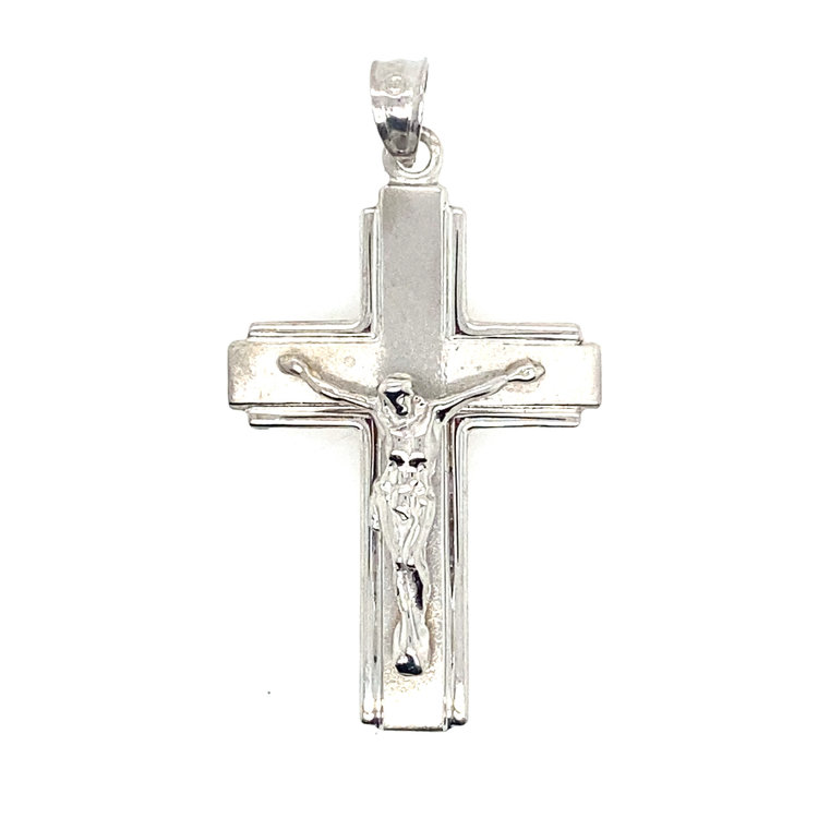 76054 14K WHITE GOLD  SATIN FINISH CRUCIFIX