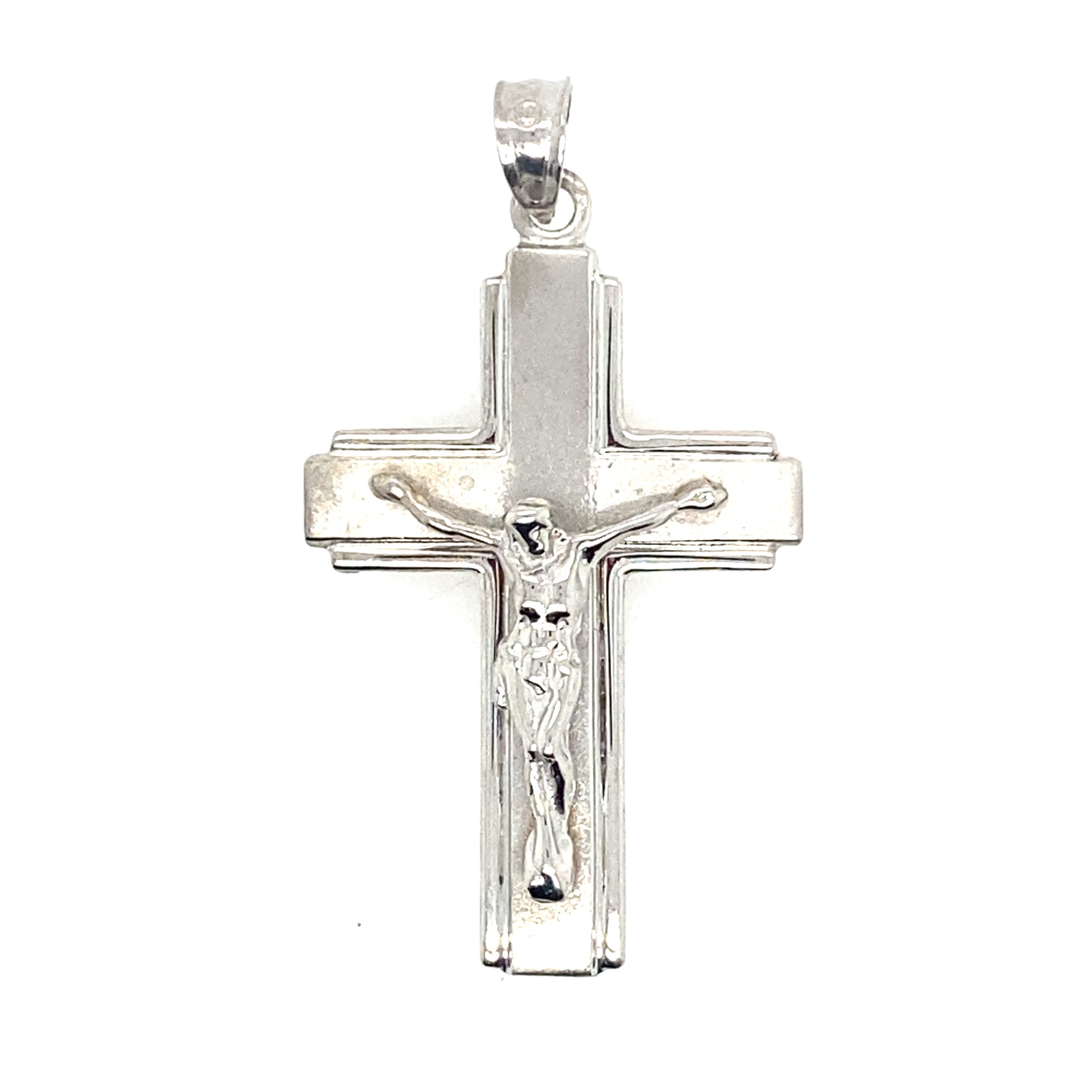 76054 14K WHITE GOLD SATIN FINISH CRUCIFIX