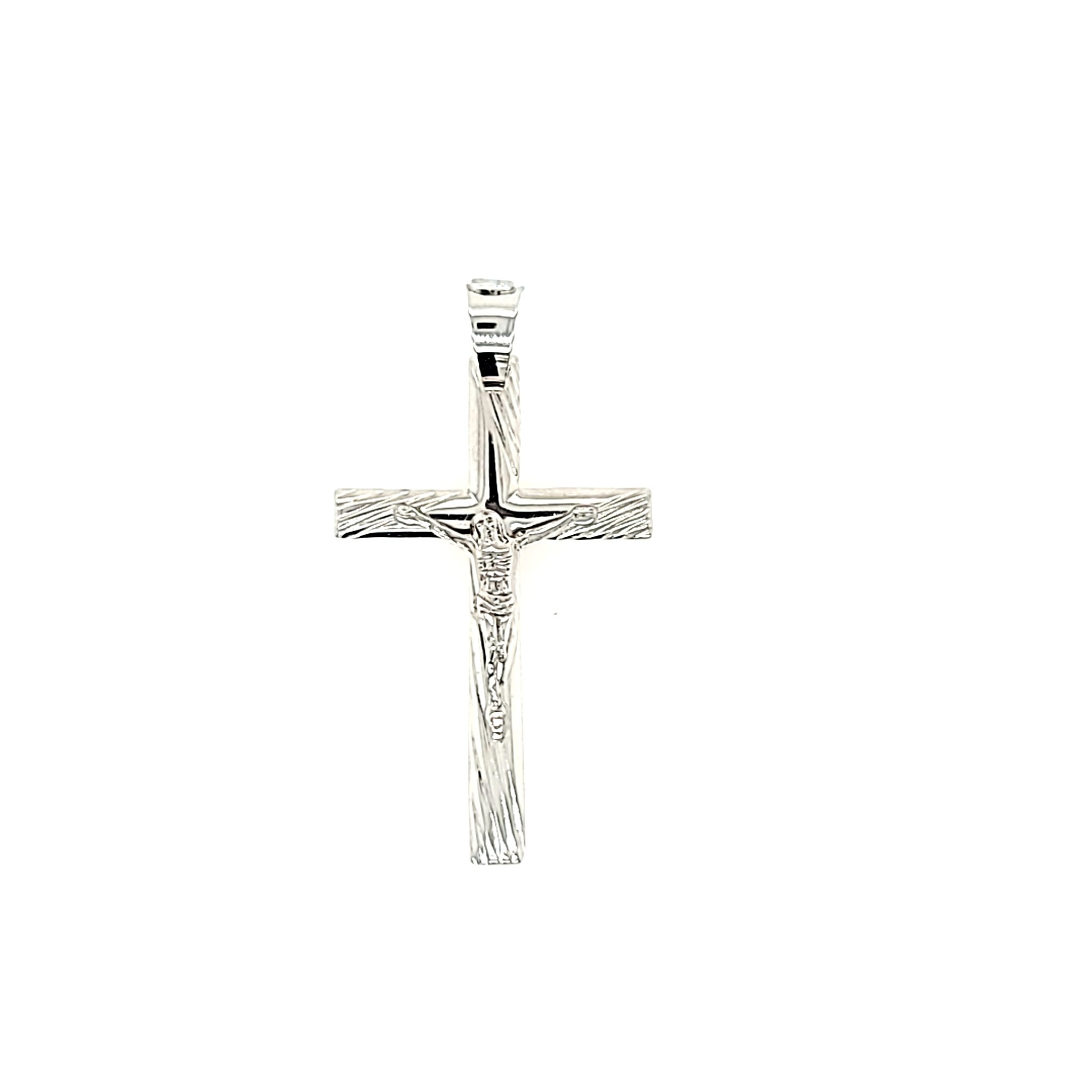 75092 14K WHITE GOLD GROOVED CRUCIFIX