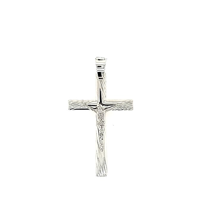 75092 WHITE GOLD GROOVED CRUCIFIX