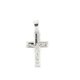 75190 14K WHITE GOLD FLAT HIGH POLISHED BOXED CRUCIFIX