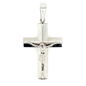 77054 14K WHITE GOLD HIGH POLISHED CRUCIFIX