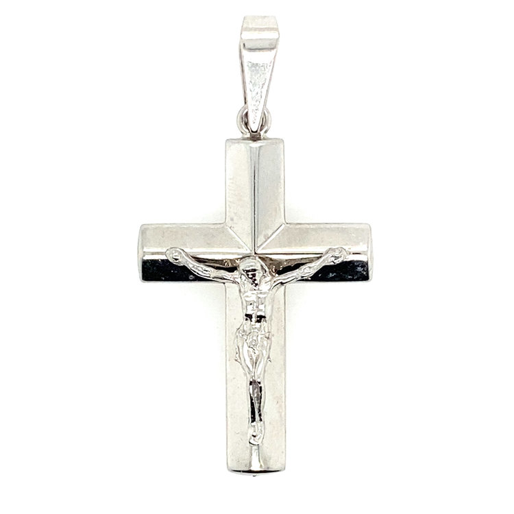 77054 14K WHITE GOLD HIGH POLISHED CRUCIFIX