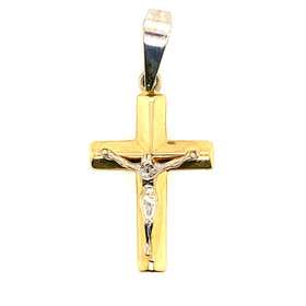 75474 14K TWO-TONE HIGH POLISH  3D  CRUCIFIX