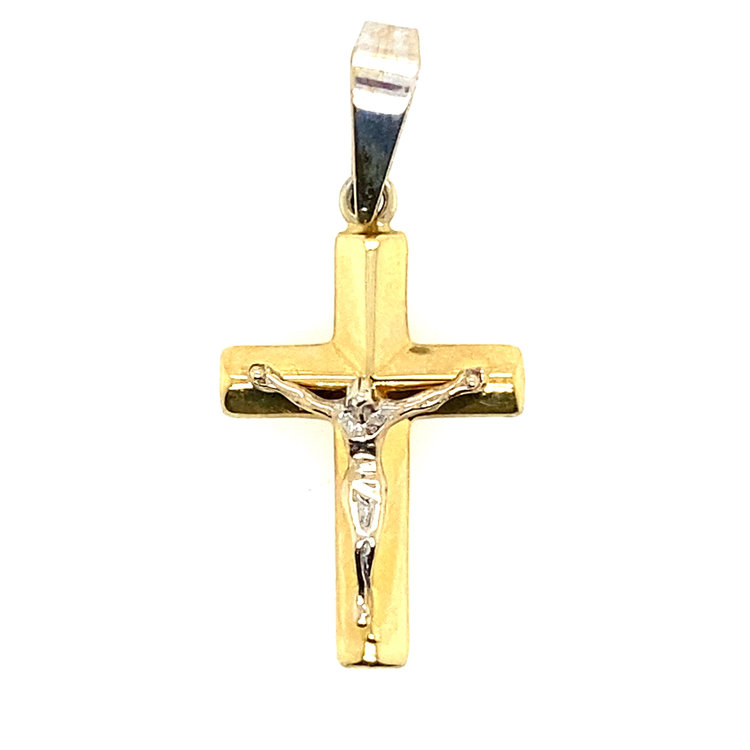 75474 14K TWO-TONE HIGH POLISH  3D  CRUCIFIX