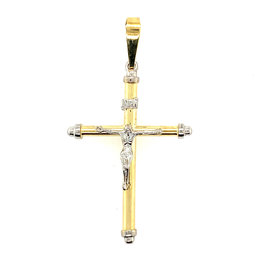77792 14K TWO-TONE THIN TUBED INRI CAPPED EDGE CRUCIFIX