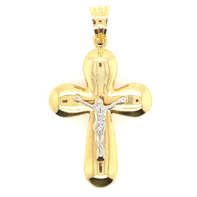 77553 14K YELLOW GOLD PUFFED CRUCIFIX