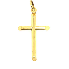 76052 14K YELLOW GOLD 1.55" SLANT EDGE TUBE CROSS
