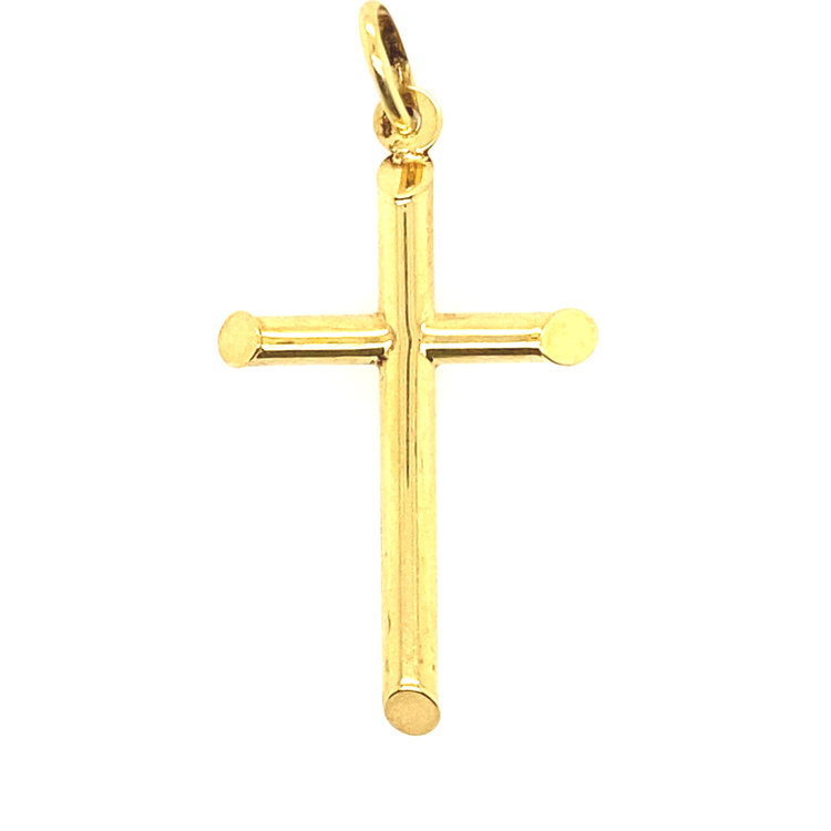 76052 14K YELLOW GOLD 1.55" SLANT EDGE TUBE CROSS