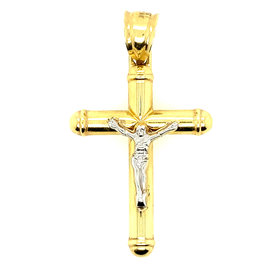 77582 14K TWO-TONE TUBED CRUCIFIX
