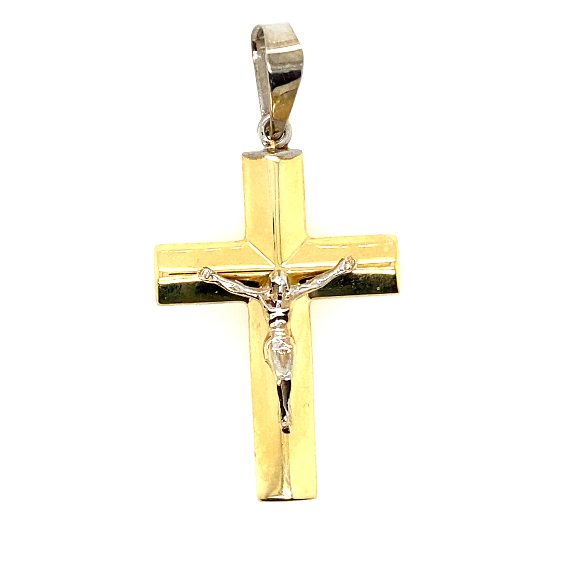 75465 14K TWO-TONE HIGH POLISH SHARP CENTER CRUCIFIX