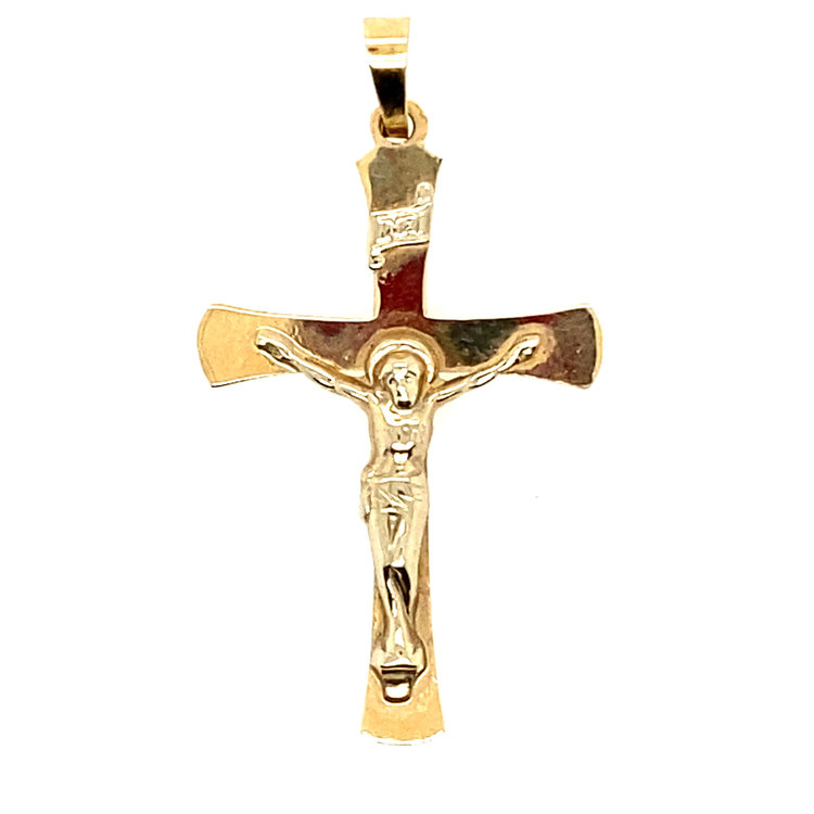 75450 14K YELLOW GOLD HIGH POLISH FLAT CRUCIFIX