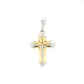 75090 14K TWO-TONE THICK TUBED WITH CAPPED EDGES CRUCIFIX
