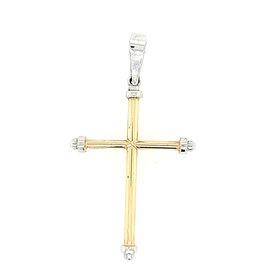 70027 14K TWO-TONE THIN TUBED W/ITH CAPPED EDGE CROSS