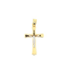 75538 14K TWO-TONE ROUNDED EDGED CRUCIFIX