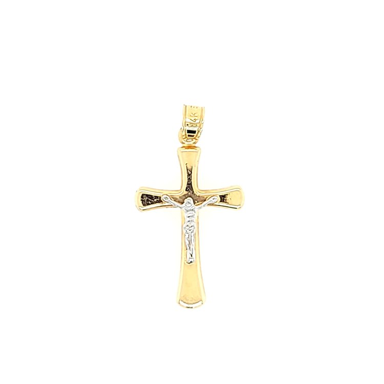 75538 14K TWO-TONE ROUNDED EDGED CRUCIFIX