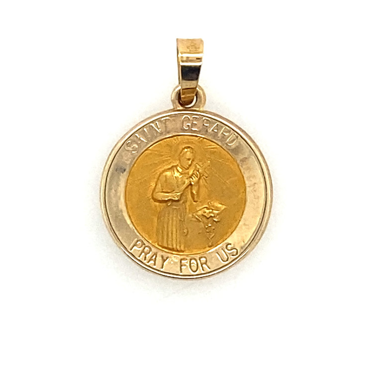 77609 14K YELLOW GOLD 14.65MM SMALL SAINT GERARD MEDAL