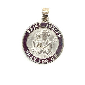 77982 14K WHITE GOLD 18MM MEDIUM SAINT JOSEPH MEDAL