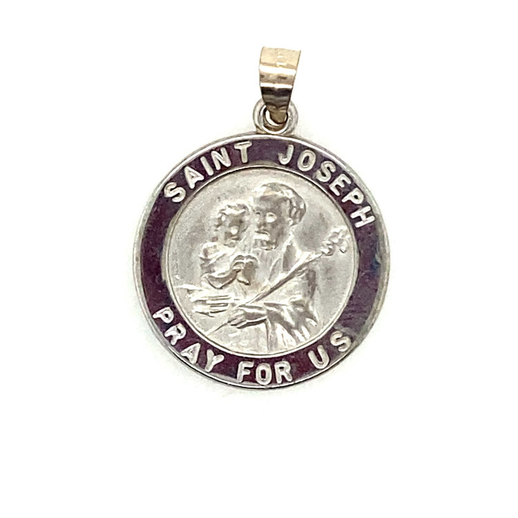 77982 14K WHITE GOLD 18MM MEDIUM SAINT JOSEPH MEDAL