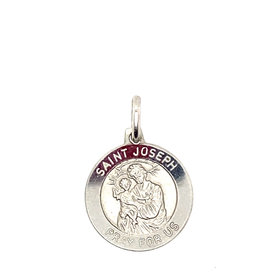 75086 14K WHITE GOLD 14.65MM SMALL SAINT JOSEPH MEDAL