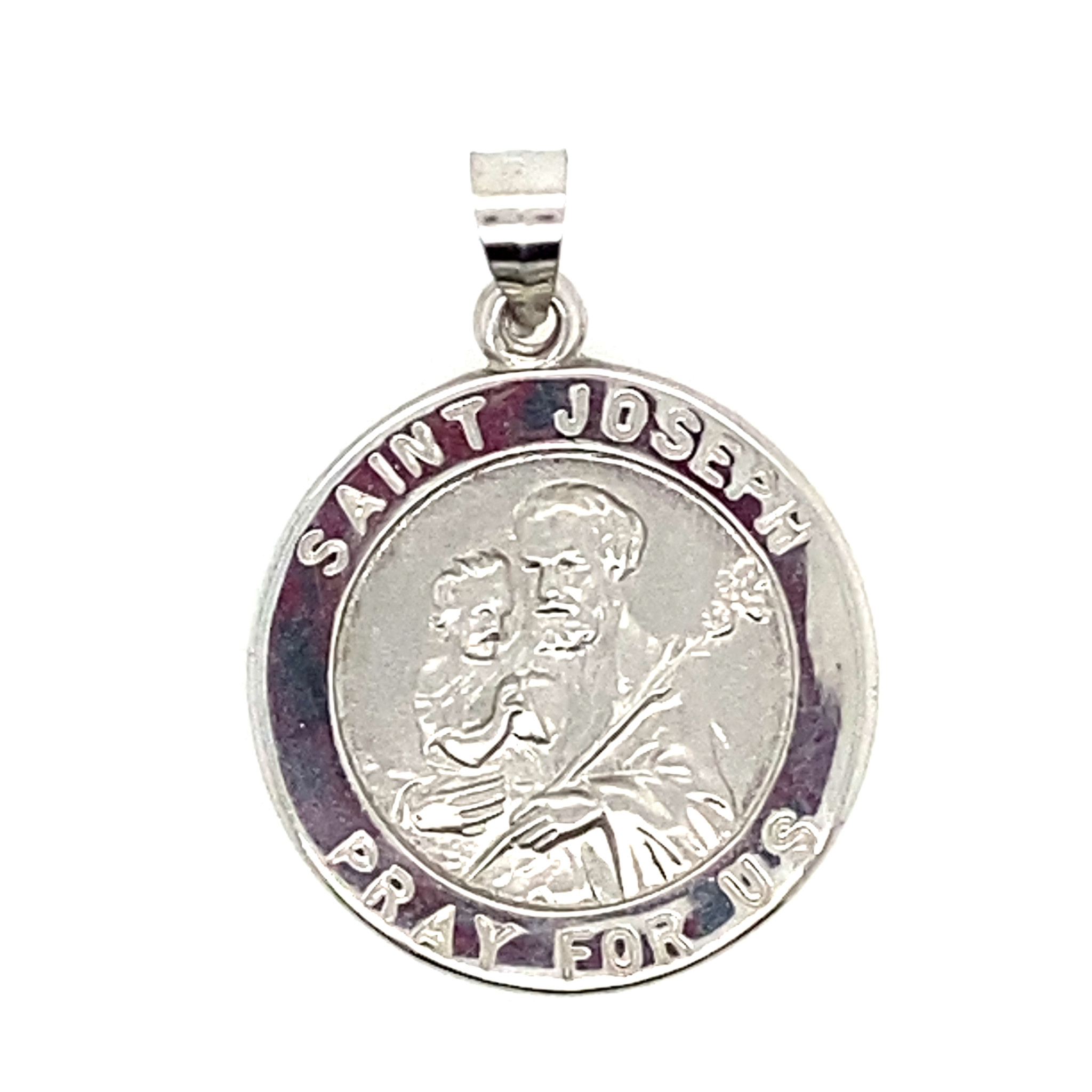 75579 14K WHITE GOLD 17.85MM MEDIUM SAINT JOSEPH MEDAL