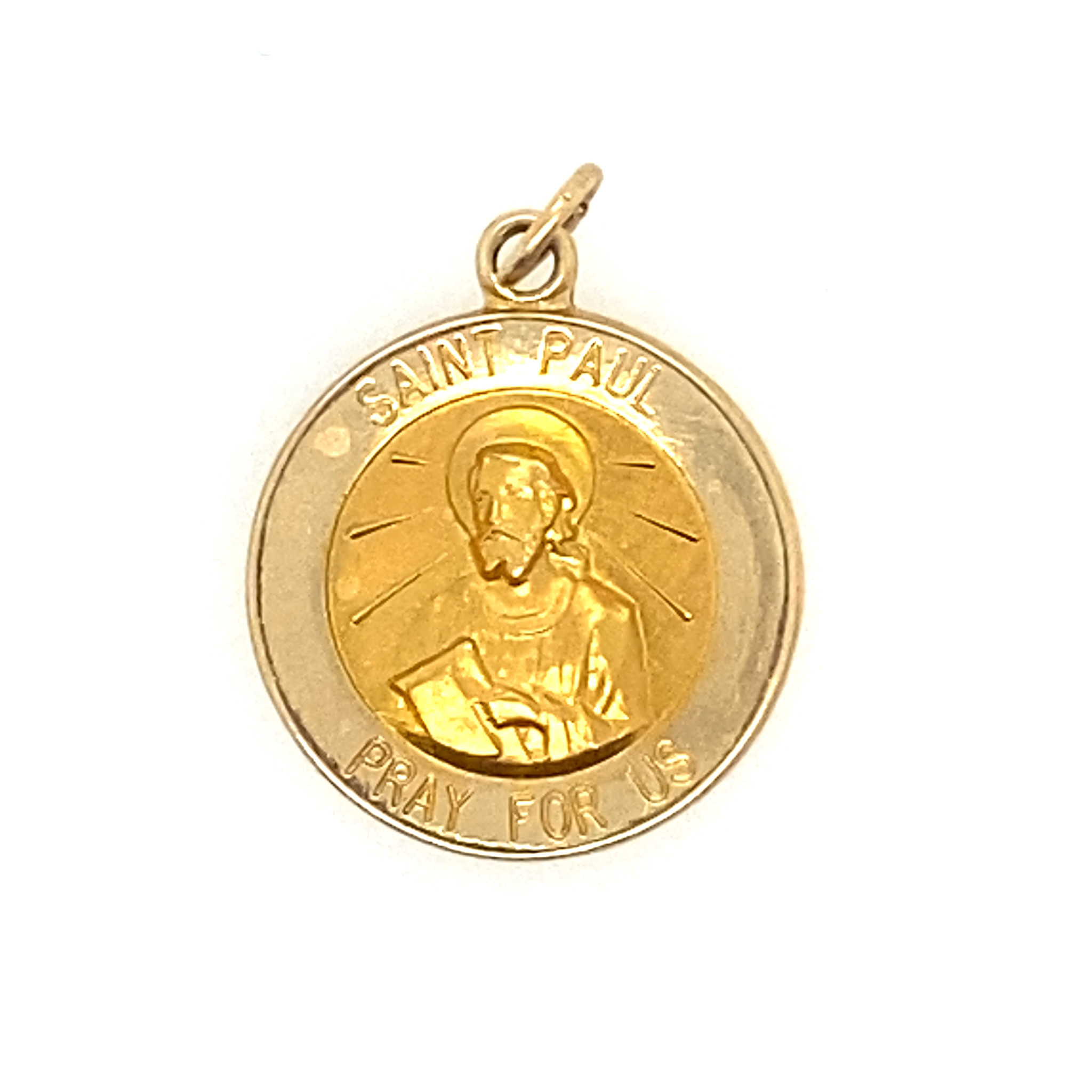 75146 14K YELLOW GOLD SMALL ROUND SAINT PAUL MEDAL