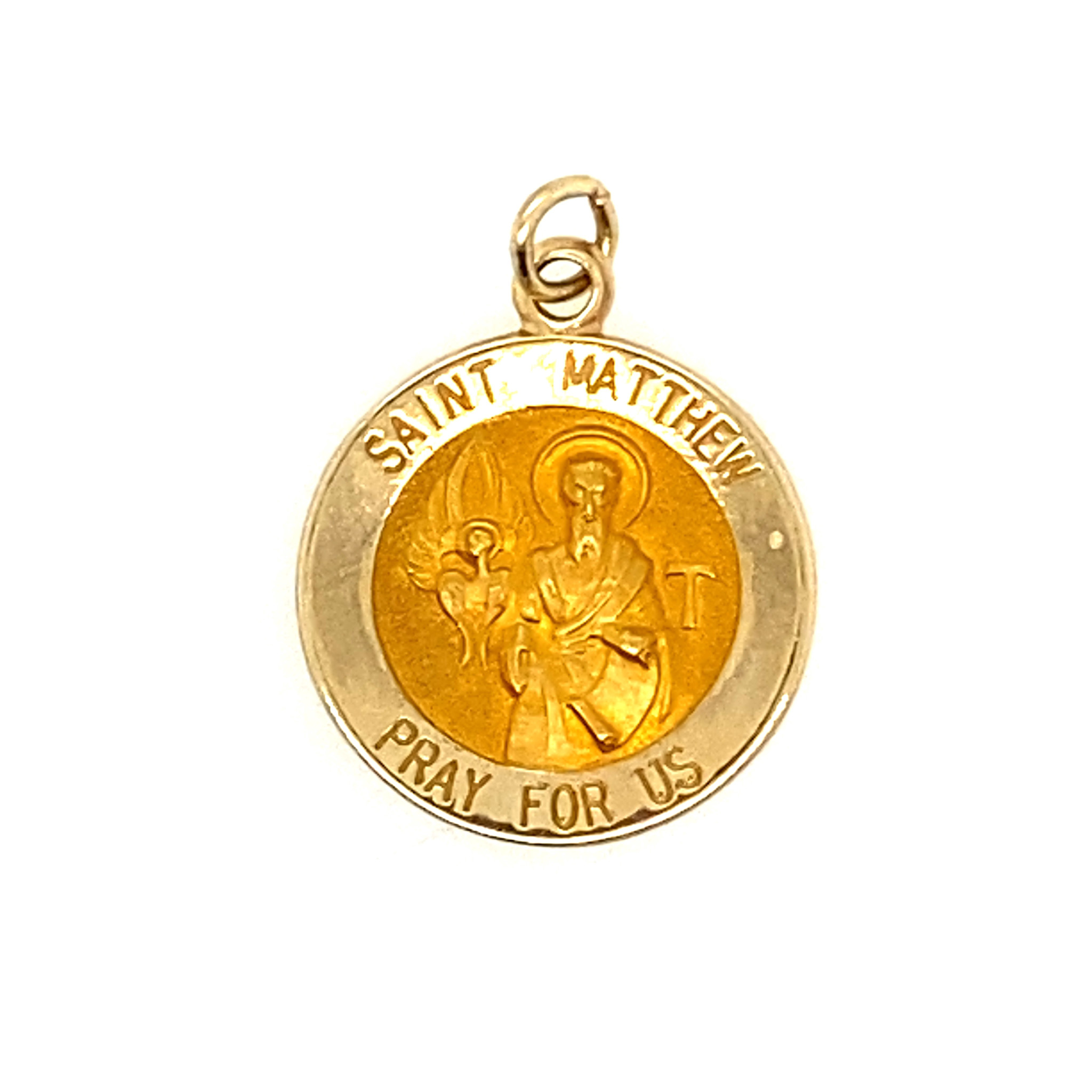 75160 14K YELLOW GOLD 14.75MM SMALL SAINT MATTHEW MEDAL