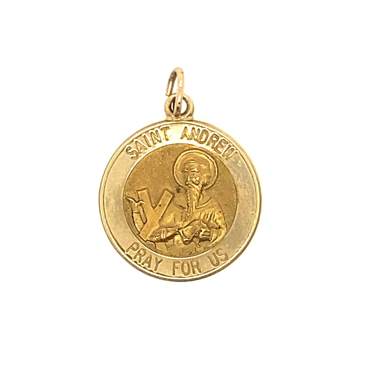 75145 14K YELLOW GOLD 14.75MM SMALL ROUND SAINT ANDREW MEDAL