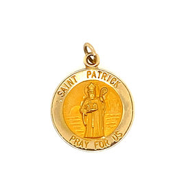 75159 14K YELLOW GOLD 14.75MM  SMALL  SAINT PATRICK MEDAL