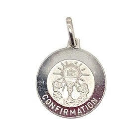 75112 14K WHITE GOLD 15MM SMALL CONFIRMATION MEDAL