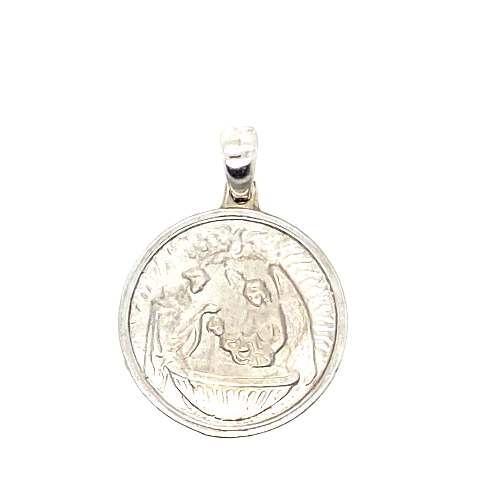 75174 14K WHITE GOLD 18MM MEDIUM BAPTISM MEDAL