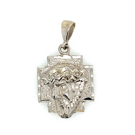 75046 14K WHITE GOLD 19MM DIAMOND CUT CHRIST CHARM