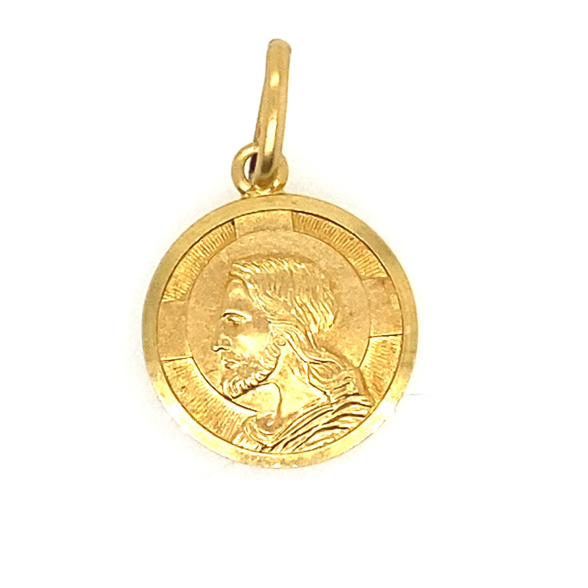 75373 14K YELLOW GOLD 14.5MM SMALL ROUND JESUS PROFILE CHARM